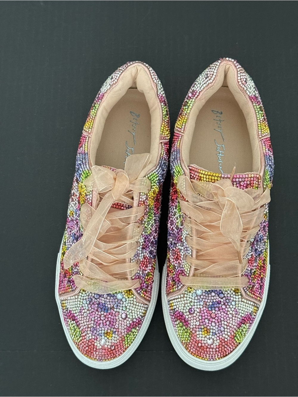 Betsy Johnson Rhinestone Multi-Color Sneakers Size 9.5 - Picture 2 of 13